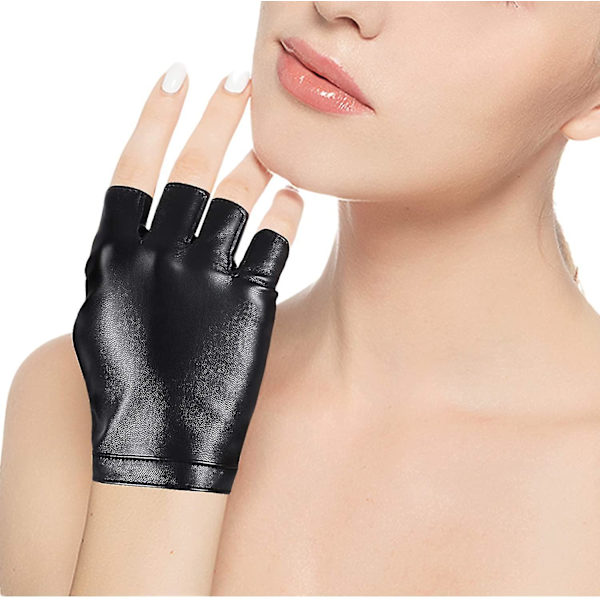 Fingerless Pu konstläderhandskar, Utomhussport körprestanda Half Finger Glove