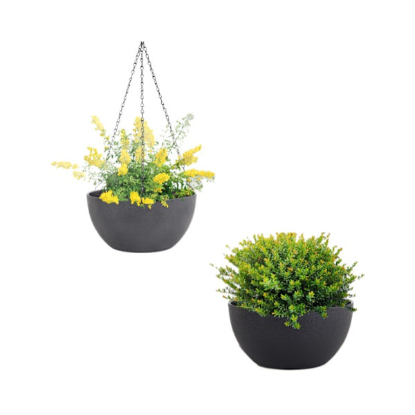10 tum stora hängande planteringskrukor för utomhusväxter med dräneringshål och kedja, 2-pack Ha