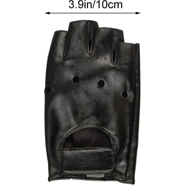Män Fingerless Pu-läderhandskar Körhandskar Steampunk Gothic Half Finger