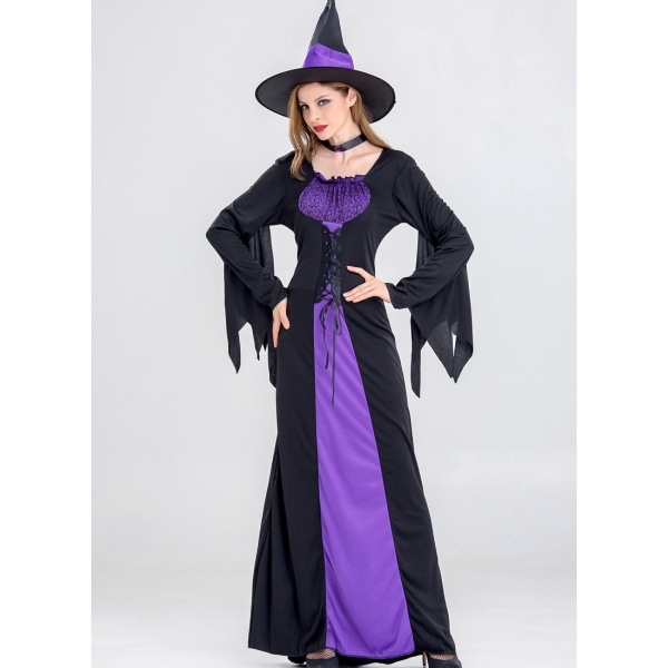 Halloween häxdräkt kvinnlig vuxen cs dräkt skräckhäxmaskerad L