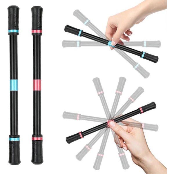 2-pack Roterande Finger Snurrpenna, Påfyllningsfri Snurrande Kulspetspenna för Barn Studenter Stresslindring Anpassningsbar (Svart och Röd)