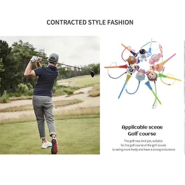 6 st Golf Tee Hängare Tecknad Plast Anti-förlorad Golf Tee Ring med Rem Golf Tee Hållare
