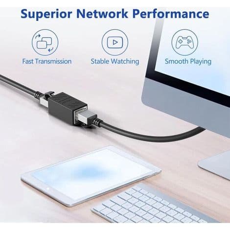 RJ45-koppling, inline Ethernet för Cat8/Cat7/Cat6/Cat5e, 1000 Mbps förlängningsadapter, LAN-kontakt för router, modem, switch, nätverksförlängning