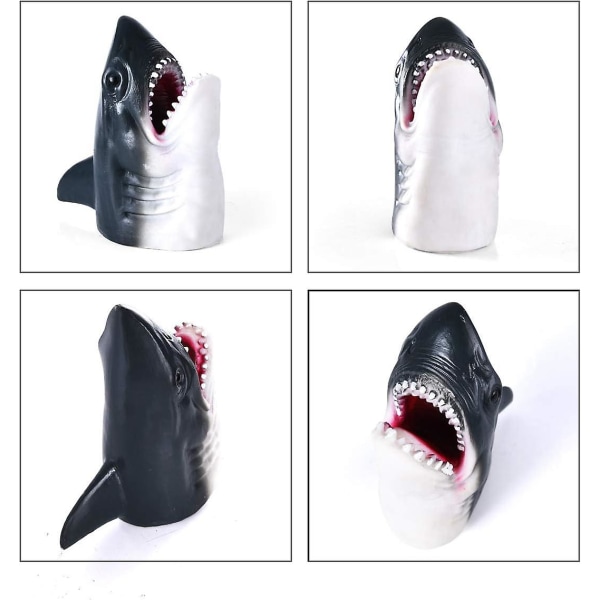 Shark Puppets Mjukt Gummi Vit Shark Head Realistiska Handdockor - Halloween Dekorationer Leksaker Presenter