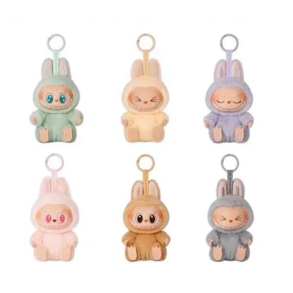 Påskevenemang! Högkvalitativt 6-pack för POP MART LABUBU 2.0 Monsters Spännande Macaron Plyschdocka Leksak Blind Box (Slumpmässiga Färger)