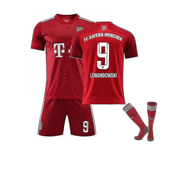 Röd Kids Youth Lewandowski Hemmasäsong Fotbollströja Set 24 kids