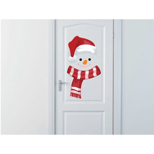 Jul Snögubbe Självhäftande Väggdekorationsklistermärke för Fönster Dörr Rum