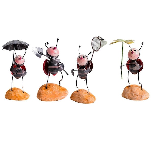 4 KPL Pieni Pöytäkoneen Koristelu Metallinen Puutarhanhoito Simulaatio Leppäkerttu BeetleDolls Eläinmalli Leppäkerttu O