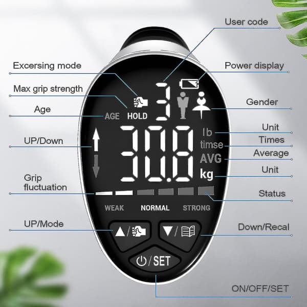Grip Strength Trainer, Grip Strength Tester Hand Grip Exerciser Automatisk Digital Hand Dynamometer