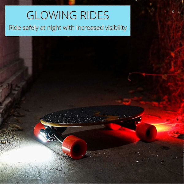 LED Skateboard Lys - LED Longboard Lys Foran og Bagpå USB Genopladelig. Ideelt Elektrisk Skateboard Lys Kit. 2 USB Kabler og 2 Stropper Inkluderet.