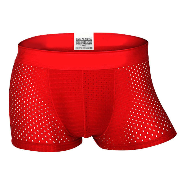 4 STK Boxer för män Mesh Able Shorts för män Red 2XL