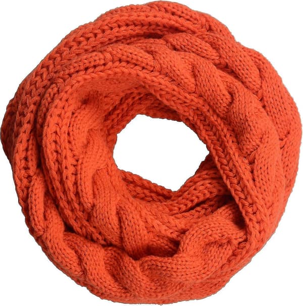 Dame Tyk Ribstrikket Vinter Infinity Circle Loop Halstørklæde Premium Twist Orange