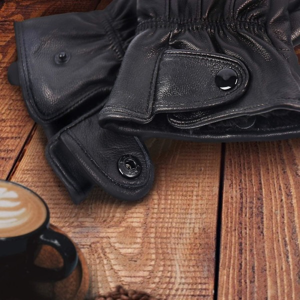 Vintersvarta äkta läderhandskar för män Touchscreen körklänning utomhus S-l L