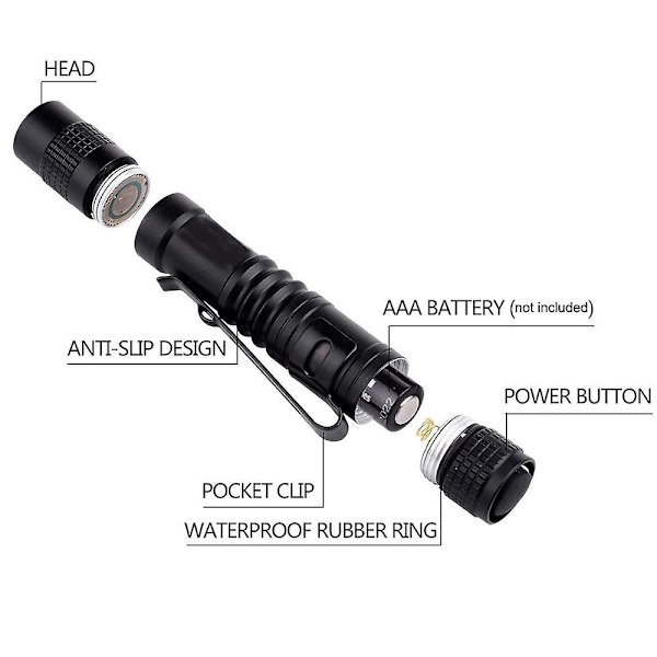 2st Ultra Small Mini LED Ficklampa Batteridriven Ficklampa 8.8cm