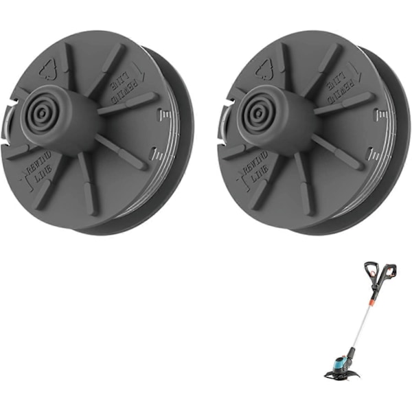 Pakke med 2 erstatningsspoler for gresstrimmere, 3m linespoler kompatible med flere gresstrimmermodeller