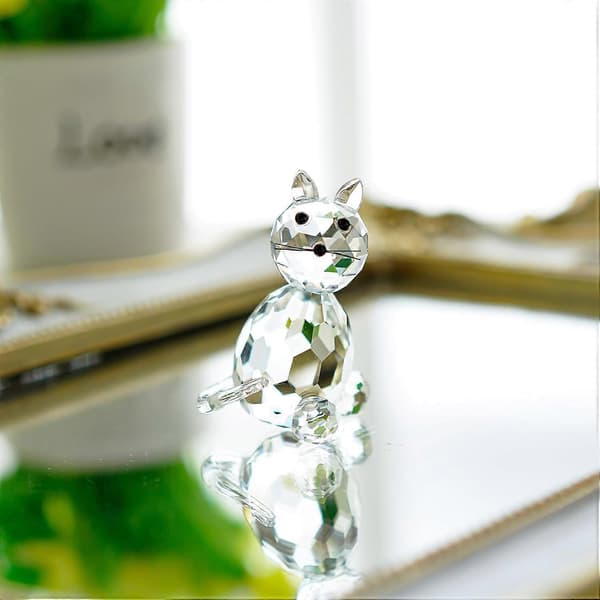 SBSG Krystal Samlerobjekt Stående Kat Figur Miniature Glas Jule Samlerobjekt