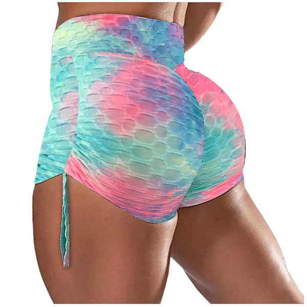 Tflycq Mode Dam Kort Flerfärgad Tight High Waist Elasticity Sports Yoga Byxor Red M