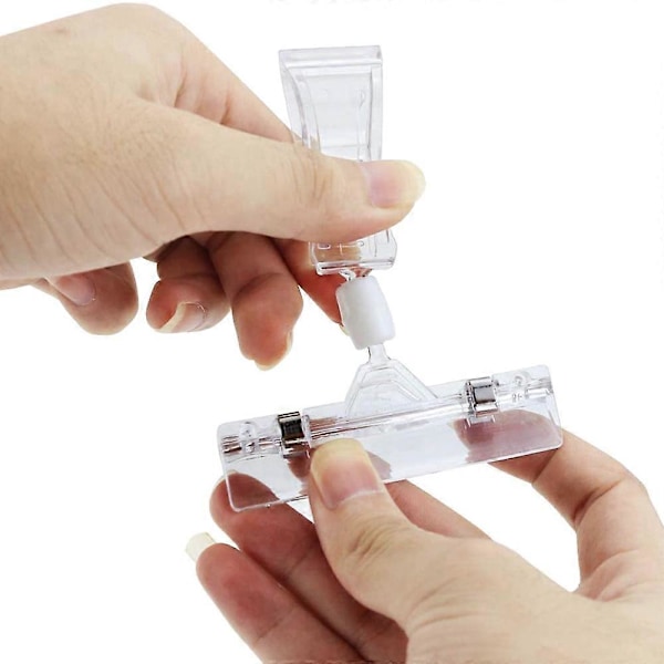 25 stk. Plastik Vareskilte Klips Drejelig Clip-on Holder Display Klips Holder Stand Prisvisning
