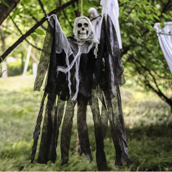 2 stycken Halloween hängande skalle Skeletonspöken Dekorationer Halloween hängande Grim Reapers för spökhusrekvisita Spöklik scen