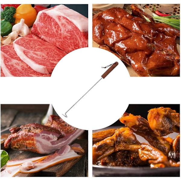 Pigtail Flipper Hook i rostfritt stål, grilltillbehör, matvändningsverktyg