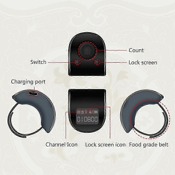 Mini Digital LCD Elektronisk Finger Ring Håndtæller 6 Cifre Genopladelige Tællere Clicker-Bl