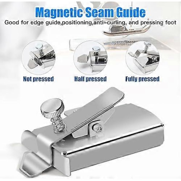 Uppgraderad Magnetisk Sömnadsguide för Symaskin, Magnetisk Sömnadsguide med Klämma, Universell Sömnadsguide, Fållguide, Multifunktionell Fållguide för Sömnad