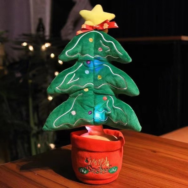 Julgran kan sjunga och dansa, spela in och lära sig tala, elektrisk förtrollande plyschleksak med blommor solros Christmas tree Rechargeable model