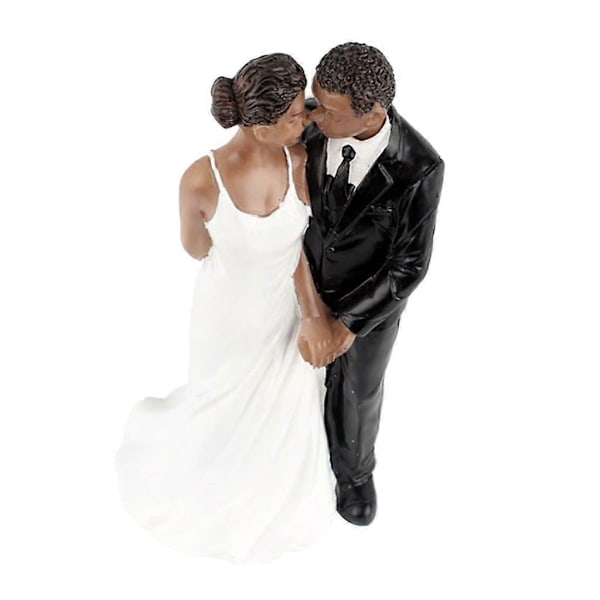 Bryllup Resin Brudgom Brud Sort Par Figur Kage Stand Topper Dekoration