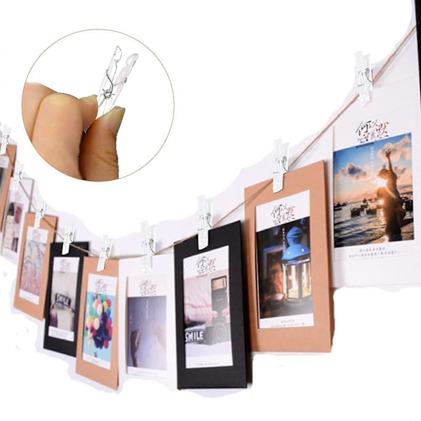 100 st Mini Genomskinliga Klädnypor 34mm Små Fotoklämmor Transparenta Plastklädnypor för Upphängning av Foton Kort Papper Konst & Hantverk Bild Scrapbooking Bröllop