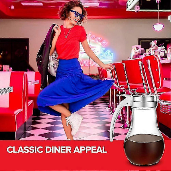414 ml Glas Sirapsbehållare, Droppfri Glas Sirapsflaska kompatibel med Lönnsirap, Honungsbehållare, Pannkaksmix eller Socker