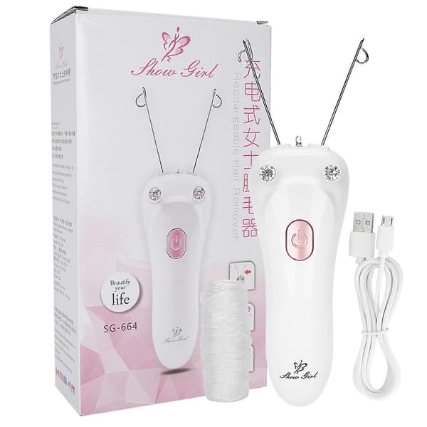 Elektrisk trådepilator hårfjerner USB-lading bomullstrådepilator (Host bomullstråd USB-kabel) (Rosa)