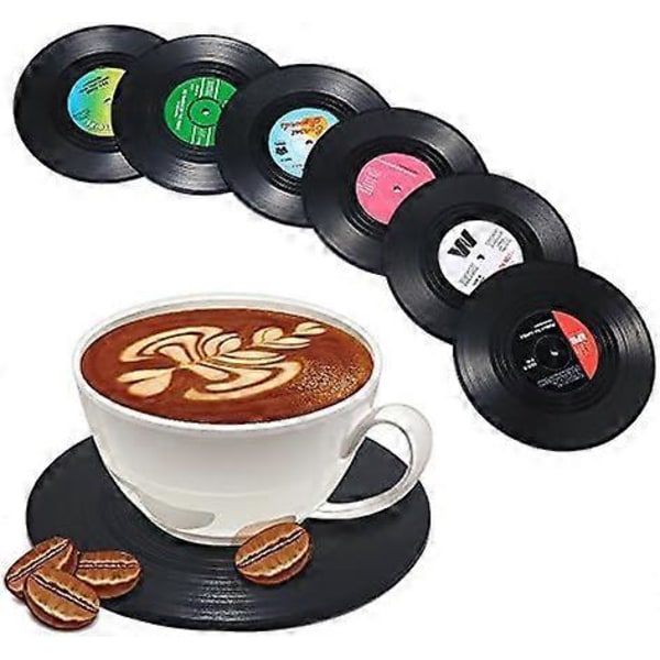 Plade Coasters til Drikkevarer, Sjove, Absorberende, Nyhed 6 Stykker Vinyl Disk Coasters, Effektiv Beskyttelse af Skrivebordet for at Forebygge