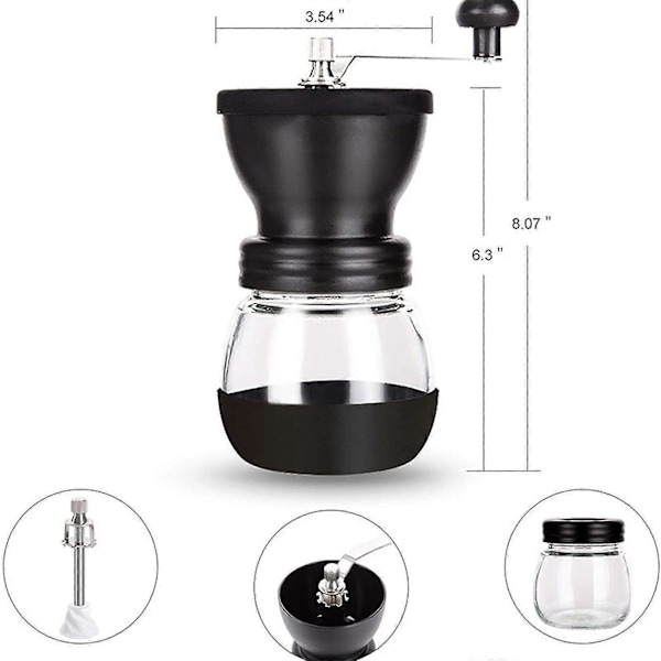 Justerbar keramisk kvern - Kaffebønnekvern - Bærbar kaffekvern - Kompakt hjemmedesign