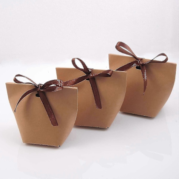 Godisaskar av kraftpapper, söta bröllopsgåvoaskar, DIY-presentpåsar för fester, kreativa godisaskar av papper, kraftpappersfärg, 50-pack
