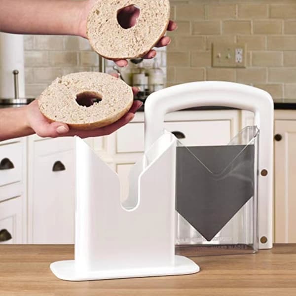 Bagelkutter i rustfritt stål, brødkutter, kjøkkenverktøy White
