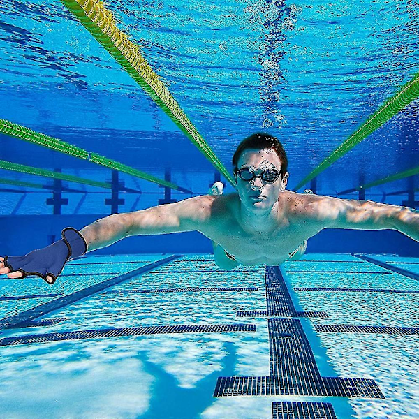 1 Dobbelt Fin Svømmehandsker Træning Fit Paddle Dykning Håndnet