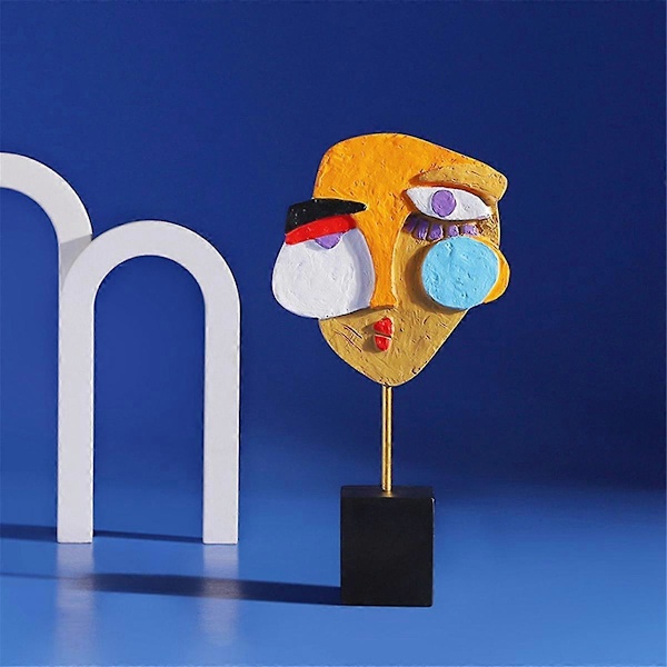 Modern Abstrakt Mask Skulptur Hem Staty Dekoration Resin Figur Ornament Vardagsrum Skrivbord Ca