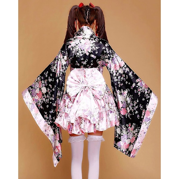 Anime Cosplay Lolita Halloween Fancy Dress Japansk Kimono Kostym M