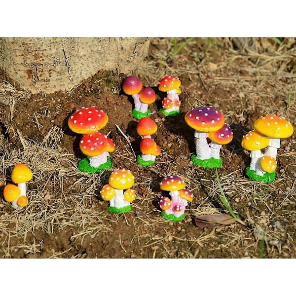 2X Miniatyr Sopp Figur Dekor Hode