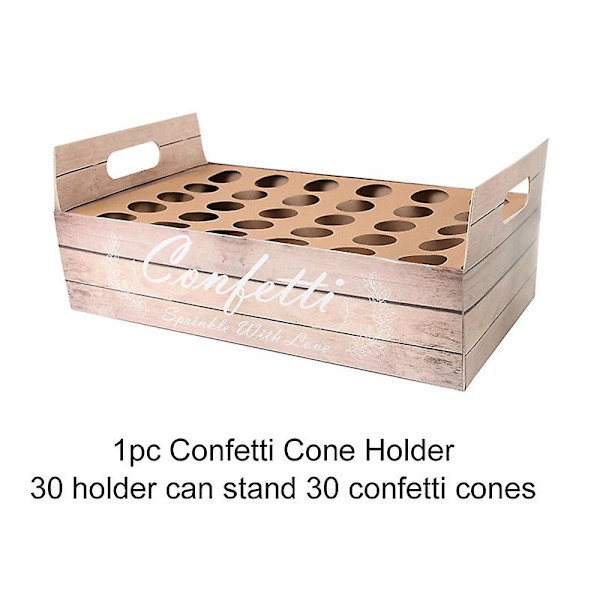 Bröllopskraftpappersbricka Konfettikon Stativ Boxbricka för bröllopsdekoration Blomkonfettikottar Rustik bröllopspappershållare 30 hole tray17