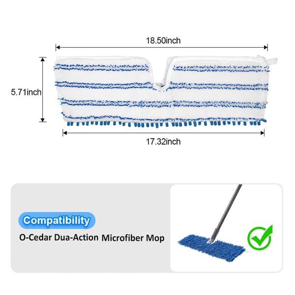 3-pack för O-Cedar mikrofibermoppdynor, våt- och torr-mopp ersättningar, ångmopphuvudtillbehör