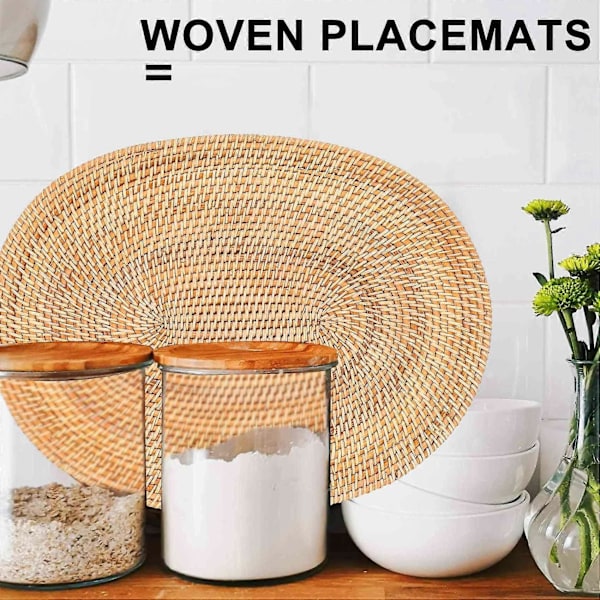 2 kpl soikea rottinkialunen, luonnollinen rottinkikäsinkudottu, teeseremoniatarvikkeet, sopii ruokailuun