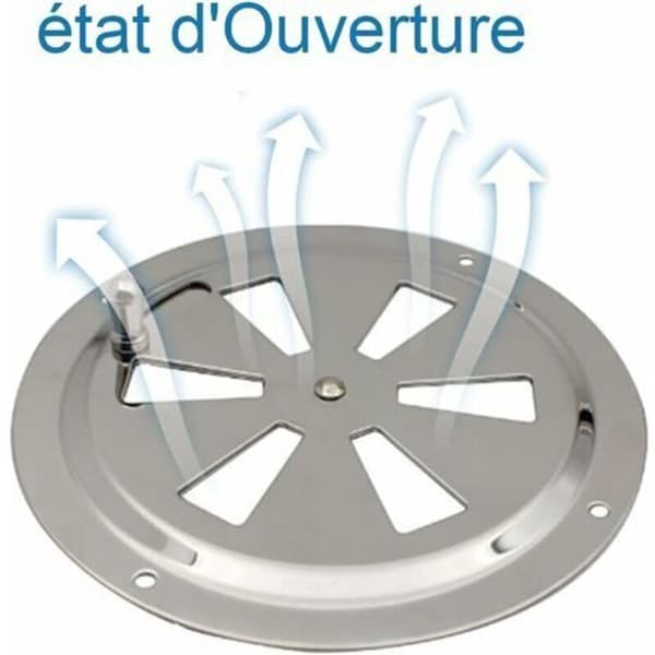Rund ventilationsrist. Justerbar luftventil. Luftindtag og -udtag i rustfrit stål. 125 mm