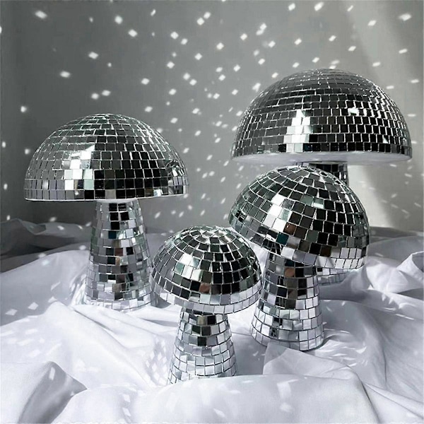 4 tum Svampformad Disco Spegelboll Sovrum Dekoration Estetisk Retro Reflekterande Glittrande Svamp Party Heminredning