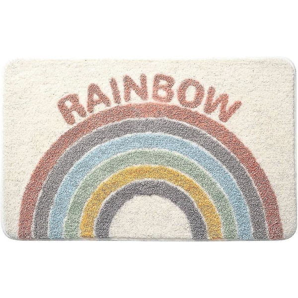 Tflycq Rainbow Flocking Badmatta, Badrumsmatta Vattenabsorberande Halkfri mjuk mikrofibermatta Kompatibel med Badkar Handfat Dusch Och Badrum Söt 20* 32