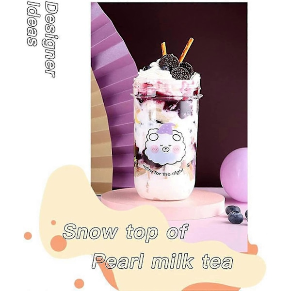 Bubble Tea Kopp, 560ml Gjenbrukbar Drikkekopp Med Lokk Og Sugerør For Smoothies, Milkshakes Og Juice, Flott For Hjem Og Kontor (lilla).