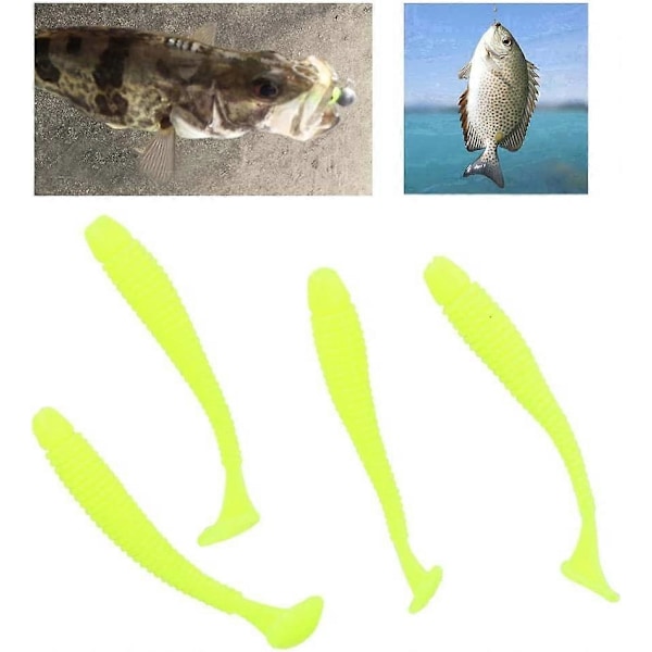 50 stk Myke Lokke Agner, 4,5 cm Plast Lokker T-hale Grub Orm Lokker