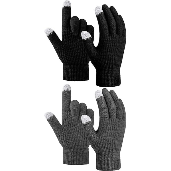 Vinter Touchscreen Handskar Varma Fleece Foder Handskar Stretchy Knit Texting Gloves2st