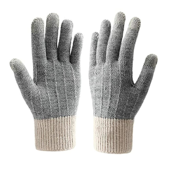 Vinterhandskar för kvinnor, varma stickade pekskärmshandskar textning Anti-slip Thermal Sl L
