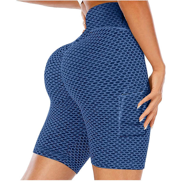 Tflycq Träningsleggings för kvinnor Fitness Sport Löpfickor Leggings Yogabyxor Blue XL